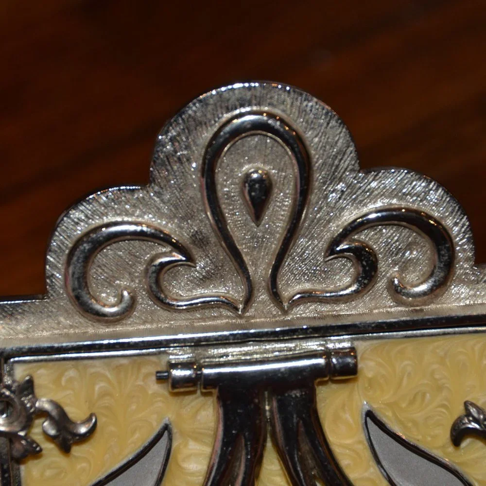 RARE JAY STRONGWATER TIARA SCROLL RIBBON CRYSTAL PEARL ENAMEL VICTORIAN FRAME